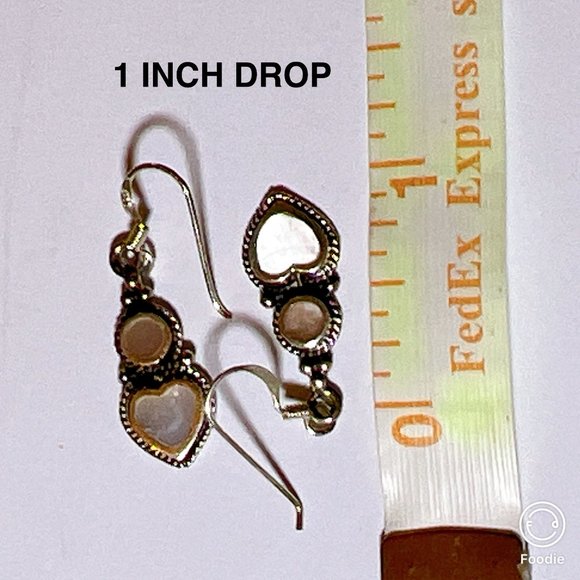 NEW Earrings Mother of Pearl 925 Sterling Silver IMPORTED ARTISAN - Picture 5 of 7